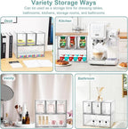4 Tea and Coffee Organizer and Storage, Acrylic Tea Bag Holder Organizer, Plastic K Cup Drawer Container for Cabinet