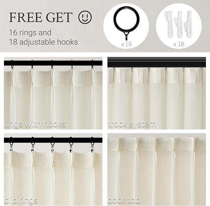 Topfinel 94 Inch Length Pinch Pleat Linen Curtains Drapes 2 Panels Set - Image 2