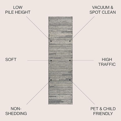 JONATHAN Y Khalil Modern Berber Stripe Gray/Cream Runner Rug, Contemporary - Image 3