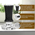 51mm Espresso Coffee Tamper for Espresso Machine: Calibrated Spring Loaded & Stainless Steel Ripple Base - Carbon Fiber Handle with Constant 30lb Fits All 51mm Portafilters | Bundle Including WDT Tool