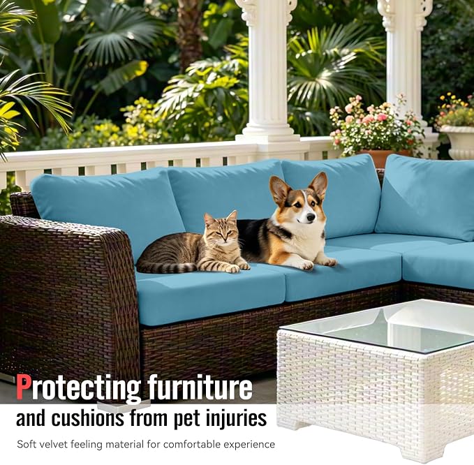 8Pcs Outdoor Cushion Covers, Stretch Patio Furniture Couch Chair Slipcovers | - Image 3