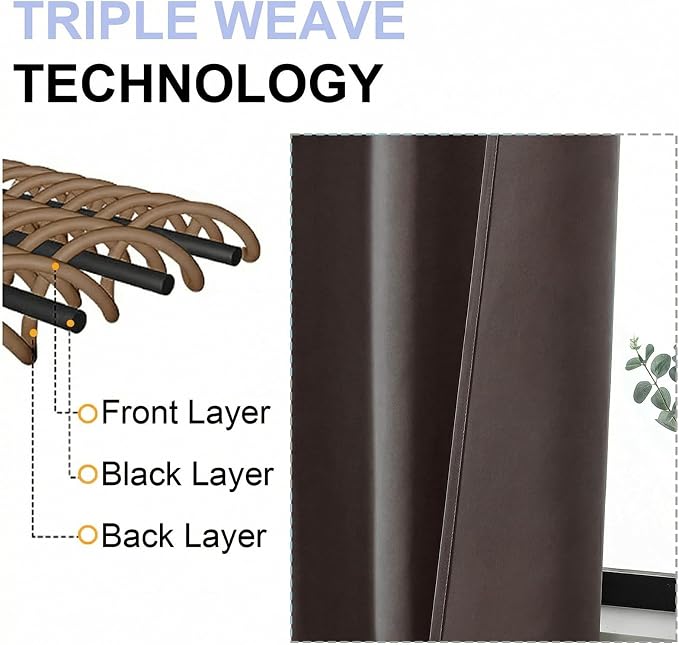 Simplebrand Ava Chocolate Short 36 Inches Blackout Curtain 2 Panels Set - Image 5