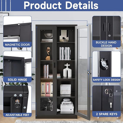 Display Cabinet with Glass Doors, Display Case Cabinet - Image 5
