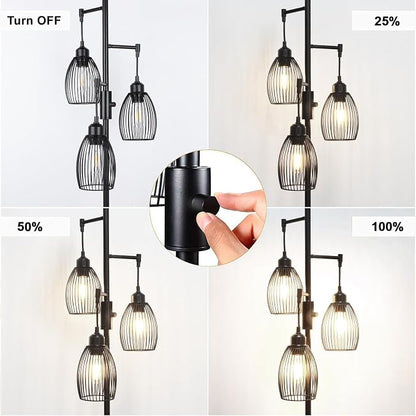 68’’ Dimmable Floor Lamp, 3 x 800LM LED Edison Bulbs Included, Industrial Floor - Image 3