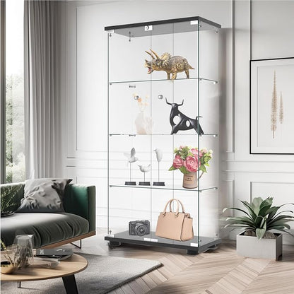Display Cabinet with Glass Door and Lock, 4-Shelf Fast Installation in 30 Mins - Image 9