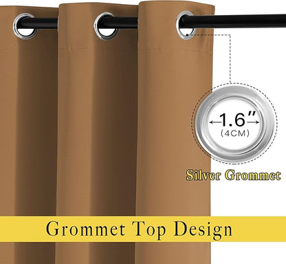 NICETOWN Gold Brown Curtains 2 Panels 84 inches Long - Image 3