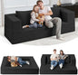 Futon Sofa Bed with Pillow, 3-in-1 Sleeper Sofa Bed with Removable Cover by Cansunna