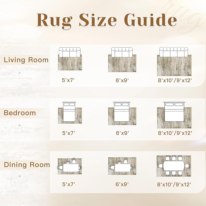 Washable Rug 5x7 Area Rugs for Living Room: Neutral Soft Rug Abstract Non Slip - Image 8