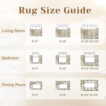 Washable Rug 5x7 Area Rugs for Living Room: Neutral Soft Rug Abstract Non Slip - Image 8