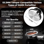 IKAPE 53.3MM Espresso Tamper Kit Black 6 IN 1, Espresso Tool Kit with Coffee Tamper, Distributor, Magnetic Dosing Funnel, Silicone Mat, Puck Screen, Cleaning Towel
