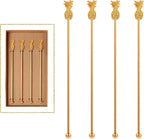 Pineapple Drink Stirrer Sticks Stainless Steel Coffee Beverage Stirrers，Set of 4 Cocktail Swizzle Stick,7.28", Gold