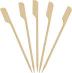 200 Count | KingSeal Natural Green Bamboo Wood Paddle Picks, Skewers for Appetizers and Cocktails, 4.5 Inches - 2 Packs of 100