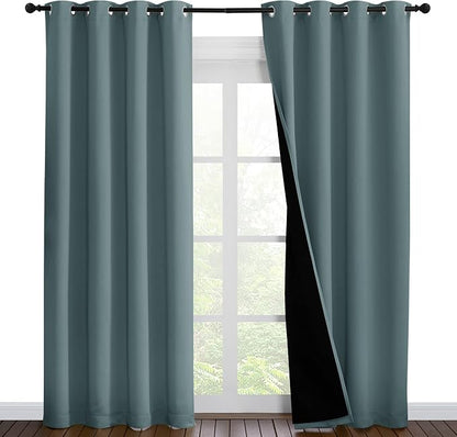 NICETOWN 100% Blackout Curtains 86 inches Long, Pair of Energy Smart & Noise by NICETOWN
