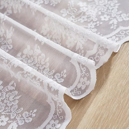 YJ YANJUN Vintage Lace Curtains 36 inch Length Country White Cafe Kitchen Sheer - Image 5