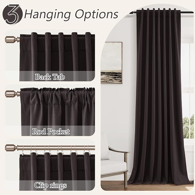 100% Blackout Curtains 102 Inch Length 2 Panels Set - Image 6