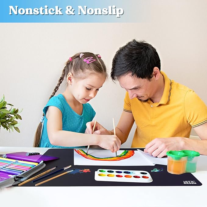 LET'S RESIN Extra Large Silicone Mat for Crafts, 27.7'' x 19.7'' Nonstick & Nonslip Silicone Crafts Mat, Multipurpose Heat-Resistant Table Protector Silicone Sheets for Resin, Liquid, Paint, Clay