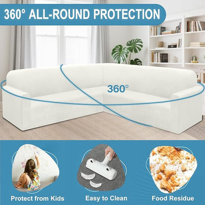 HDCAXKJ Corner Sectional Couch Covers Velvet Stretch L Shape Sofa Cover Soft - Image 5