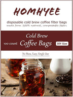 No Mess Cold Brew Coffee Filters - 100 Count Disposable Fine Mesh Brewing Bags for Concentrate/Iced Coffee Maker, French/Cold Press Kit, Hot Tea in Mason Jar or Pitcher, 4 x 6 Inches