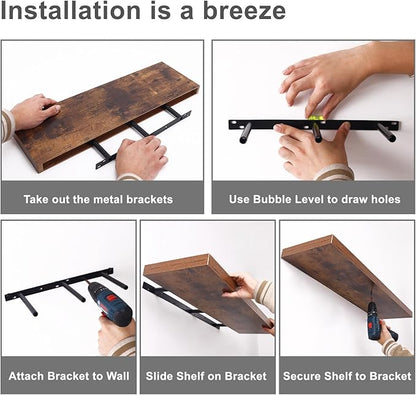 Fixwal Wood Floating Shelves for Wall, Bathroom and Kitchen, Wall Shelves for - Image 7