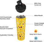 BJPKPK 34oz Insulated Tumbler With lid And Straw Stainless Steel Tumblers Travel Coffee Mug Reusable Thermal Cup,Hawaii Fruits Yellow