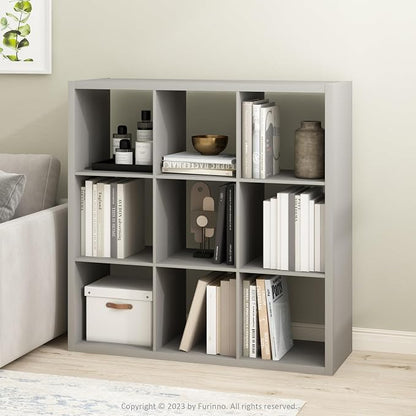 Furinno Cubicle Open Back Decorative Cube Storage Organizer, Light Grey - Image 2