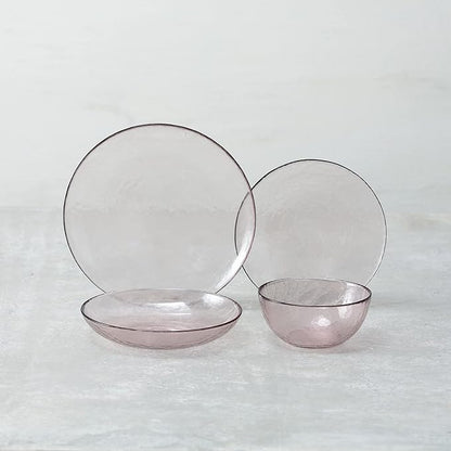 Fortessa Los Cabos Glass Dinnerware Collection, Salad Plate (Set of 4), 8 Inch, Pink