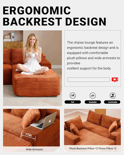 108" Cloud Sectional Couch, Modern Modular Sectional Sofa - Image 6