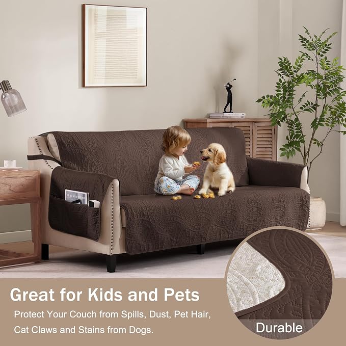 Brown Recliner TV Chair Covers, Quilted Décor Water-Repellent Medium Lazy Boy - Image 8