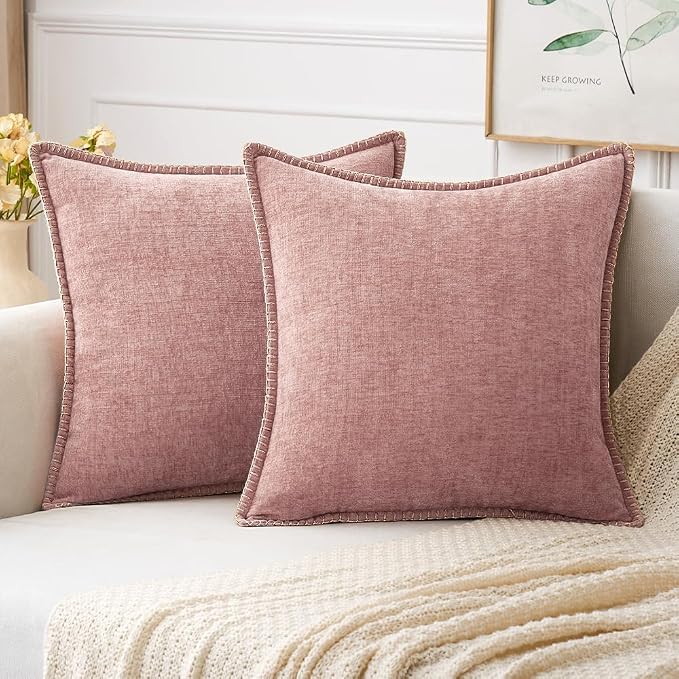 MIULEE Decorative Couch Throw Pillow Covers 16x16 Inch Blush Pink 2 Pack | by MIULEE
