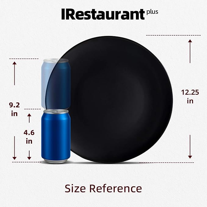 Stoneware Coupe Commercial Grade Dinnerware, Matte Black Plate 12.25", Case of 12