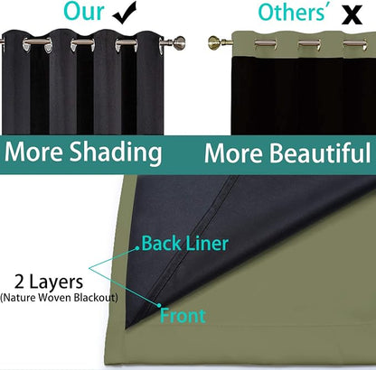 Yakamok Sage 100% Blackout Patio Door Curtain Panels W100 x L84, 1 Panel | - Image 5