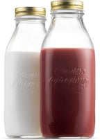 Bormioli Rocco Quattro Stagioni Glass Milk Bottle 33.75 Ounce/1 Liter with Airtight Lid, Great For Kombucha Brewing Bottle, Beer, Homemade Juicing, Smoothies, Beverages, Durable Construction. (6 Pack)