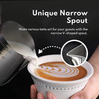 New Star Foodservice 28805 Commercial Grade Stainless Steel 18/8 Frothing Pitcher, 12-Ounce with Measurement Scale
