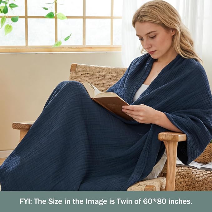 EMME Cotton Muslin Throw Blanket 4 Layer - Image 4