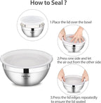 YIHONG Stainless Steel Mixing Bowls Set, 7 Piece Metal Mixing Bowls with Lids Set for Kitchen, Nesting Steel Mixing Bowls Ideal for Baking, Prepping, Cooking, and Serving Food(White)