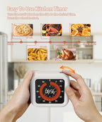 Digital Visual Timer - Max 11H 59M Rechargeable Countdown Timer with VA Display, Clear Digits, Adjustable Volume and Brightness, Magnetic Digital Timer for Kitchen, Classroom, Office (White)