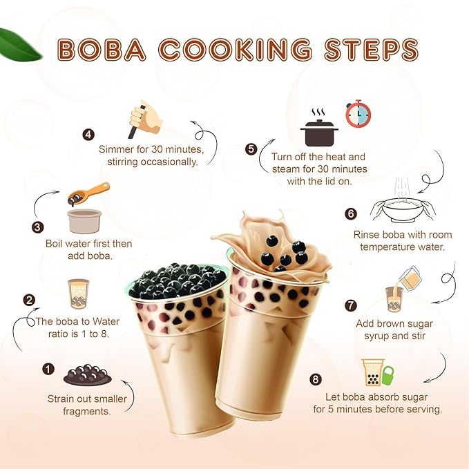US Boba Co Unsweetened Tapioca Pearl, Easy to Cook, Tapioca Boba Balls for Tea Milk, Coffee & Dessert Topping, Fresh Made in USA, Brown Sugar Flavor, 1 Pound (Pack of 1)