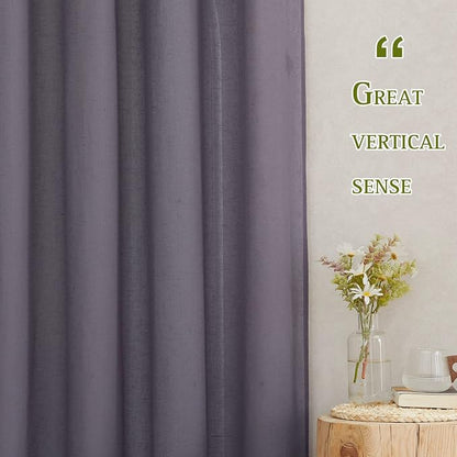 NICETOWN Semi Sheer Brown Purple Curtains - Image 6