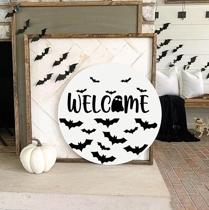 Halloween Stencils for Painting on Wood 12” Halloween Stencil Hey Boo Trick or Treat Hocus Pocus Templates for Door Hanger Porch Sign Shirt Painting