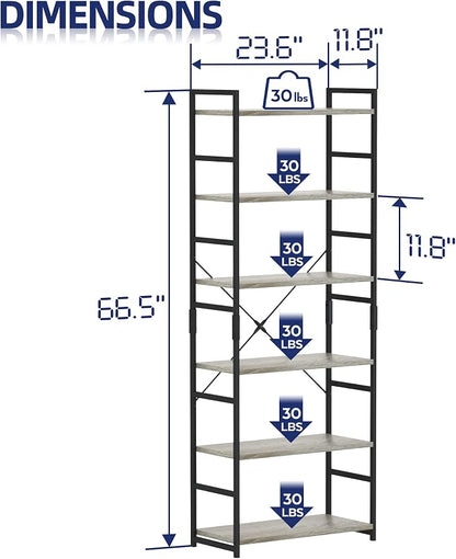 NUMENN 6 Tier Bookshelf, Tall Bookcase Shelf Storage Organizer, Modern Book - Image 3