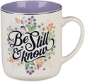 Christian Art Gifts Purple Ceramic Coffee Mug with Silver Rim – 14 oz. Lead & Cadmium-free Non-toxic Inspirational Scripture Coffee and Tea Mug for Women with Bible Verse: Be Still & Know –Psalm 46:10