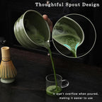 Matcha Whisk Set, Matcha Bowl with Spout, Matcha Whisk and Holder, Bamboo Matcha Scoop and Stainless Sifter - 5 Pcs Jade Green Matcha Kit for Matcha Lover
