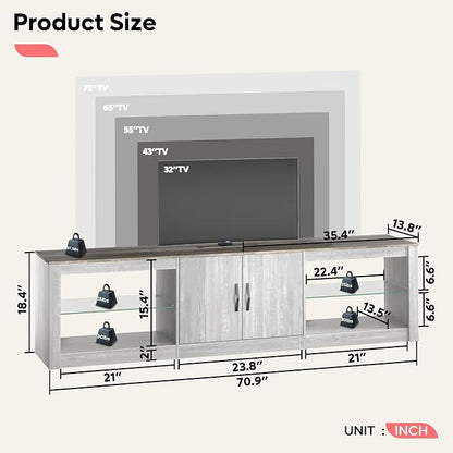 Bestier 70 Inch Led TV Stand for 75 Inch TV Large Entertainment Center Gaming - Image 3