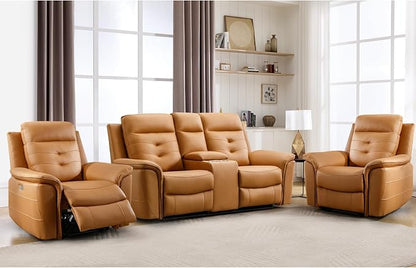 ANJ 3-Piece Faux Leather Power Recliner Sofa Set by ANJ