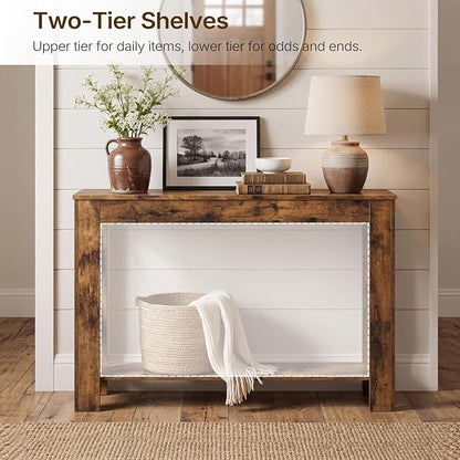 YATINEY Farmhouse Console Table, 39.4'' Small Narrow Entryway Table, Wood Couch - Image 4