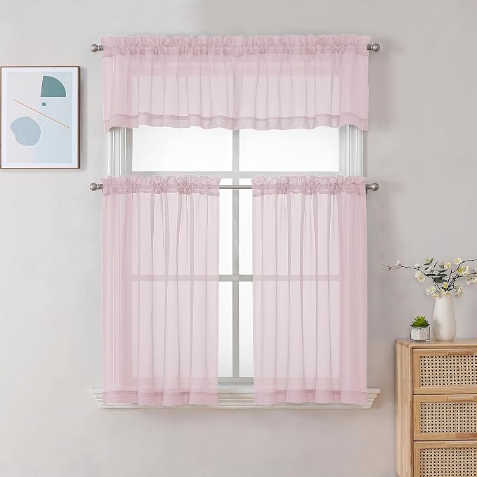 Chyhomenyc Sheer Curtains 24 Inch Length, Small Window Curtains - Image 2