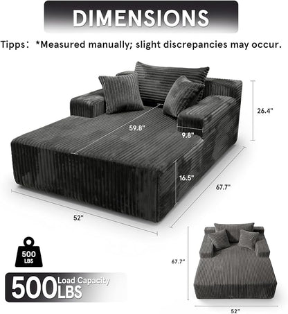 Sytopia Chaise Lounge with Armrests, Oversized Sofa Bed with 3 Pillows - Image 2