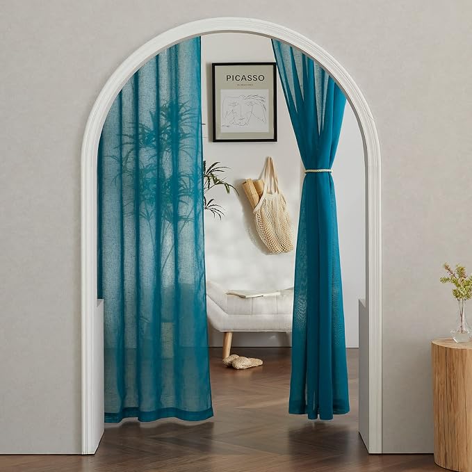 NICETOWN Semi Sheer Curtains Flax Linen Texture, Grommet Retro Window Treatment - Image 7