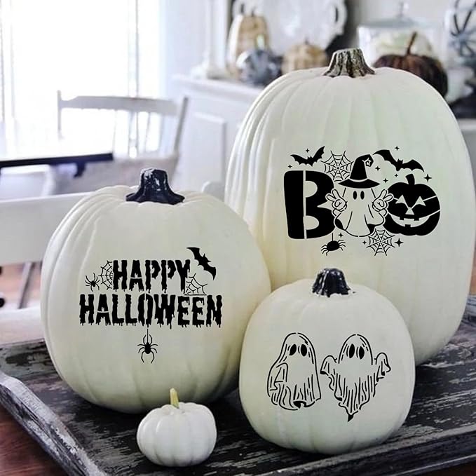 Halloween Stencils Skeleton Boo Ghost Stencil Reusable Halloween Stencils for Painting on Wood Sign Door Mats Fabrics DIY Crafts Decor