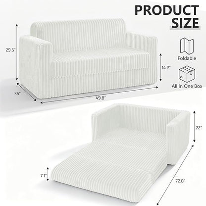 HABUTWAY 49.8" Loveseat Boneless Couch, 4-in-1 Convertible Sofa Bed, Plush Fur - Image 2
